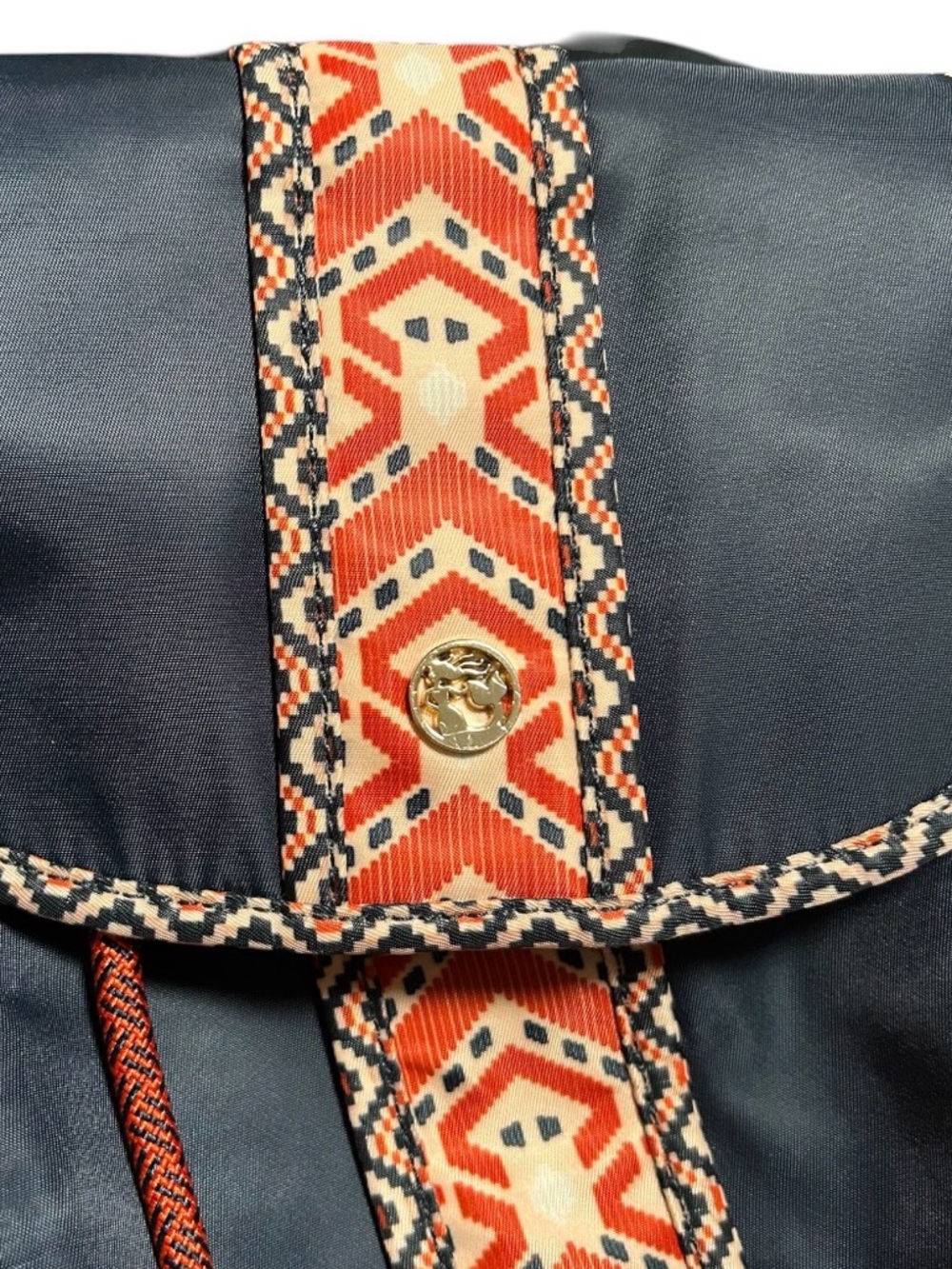 Spartina 449 Armada Tassel Backpack Daufuskie Island Navy Orange Embroidered Bag - Picture 3 of 8